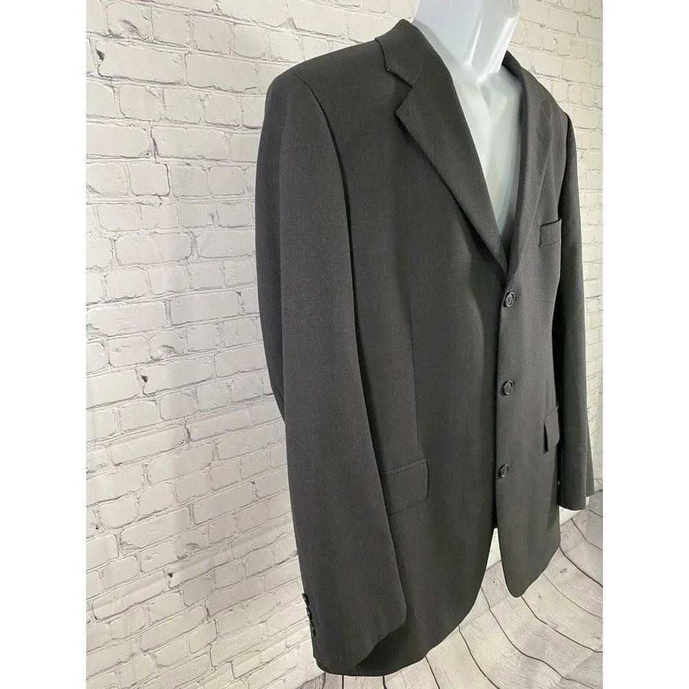 Brooks Brothers Brooksease Gray 3 Button Wool Jacket Blazer Sport Coat 43L